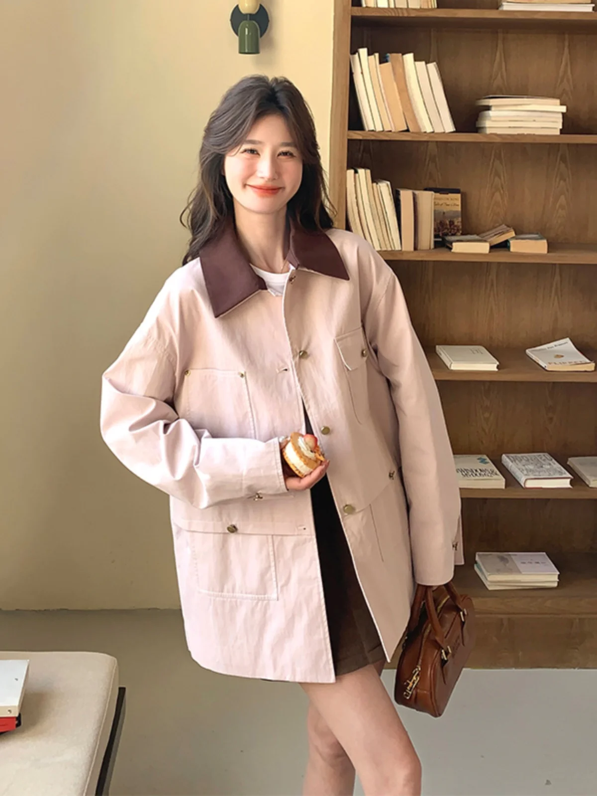 ファイオナブル ルーズ オルト ワークウェア ジャケット レディース 春秋 カジュアル 多用途 ジャケット 小さいサイズ 着痩せ効果 新作 2025