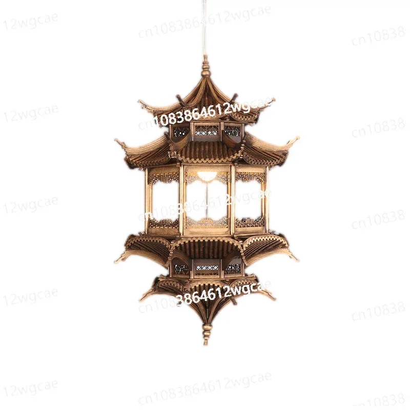 Zen lamps, ancient architectural mirrors, wood carvings, wooden decorations, hotel and homestay foyer decoration pendants