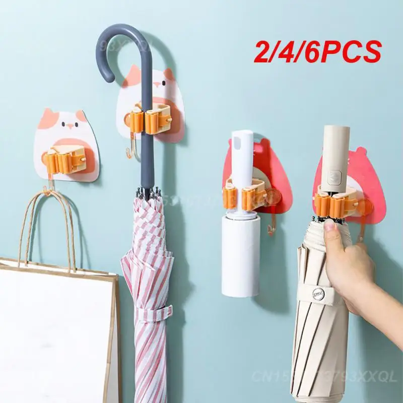 2/4/6PCS Mops Rack Traceless Bubble Bear Seamless Mop Clip Bathroom Accessories Cleaning Tools Organizer Bathroom Hook