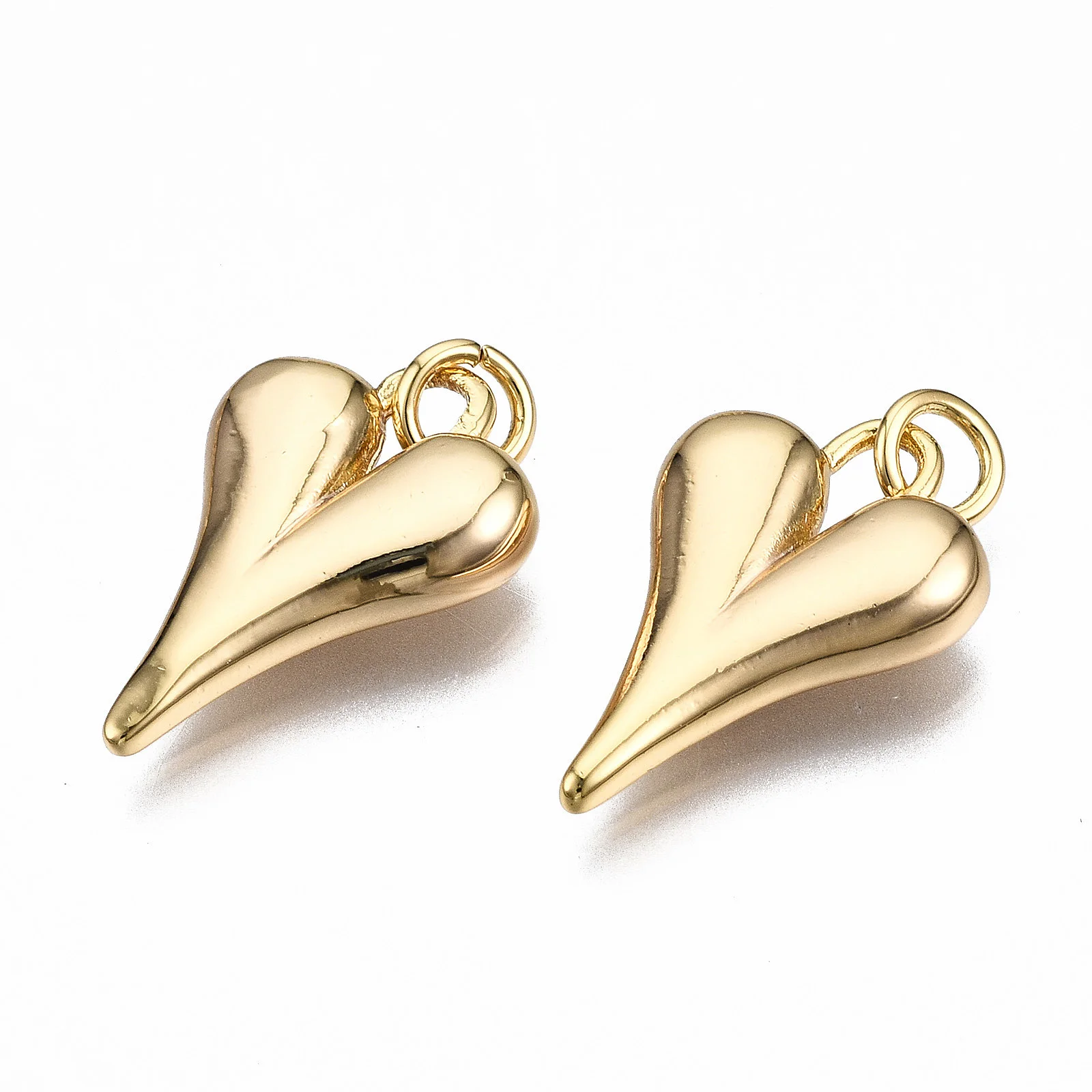30pcs Brass Heart Pendants with Jump Rings 18K Gold Plated for Jewelry Making Bracelet Necklace Earrings Supplies 19.5x13x4mm
