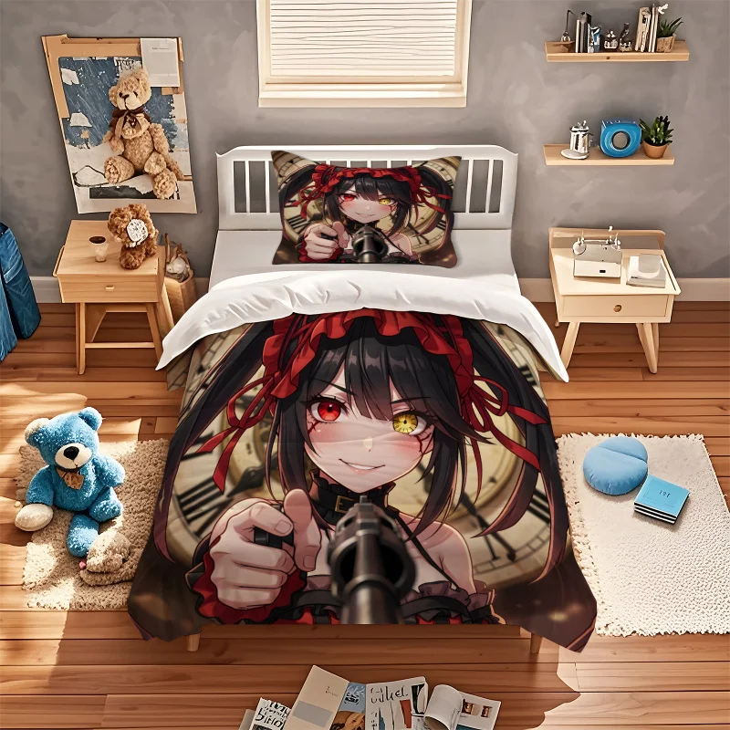 Duvet Cover Set no filler Tokisaki Kurumi Date A Live Anime Print for teen anime fans daily bedroom bedding decor