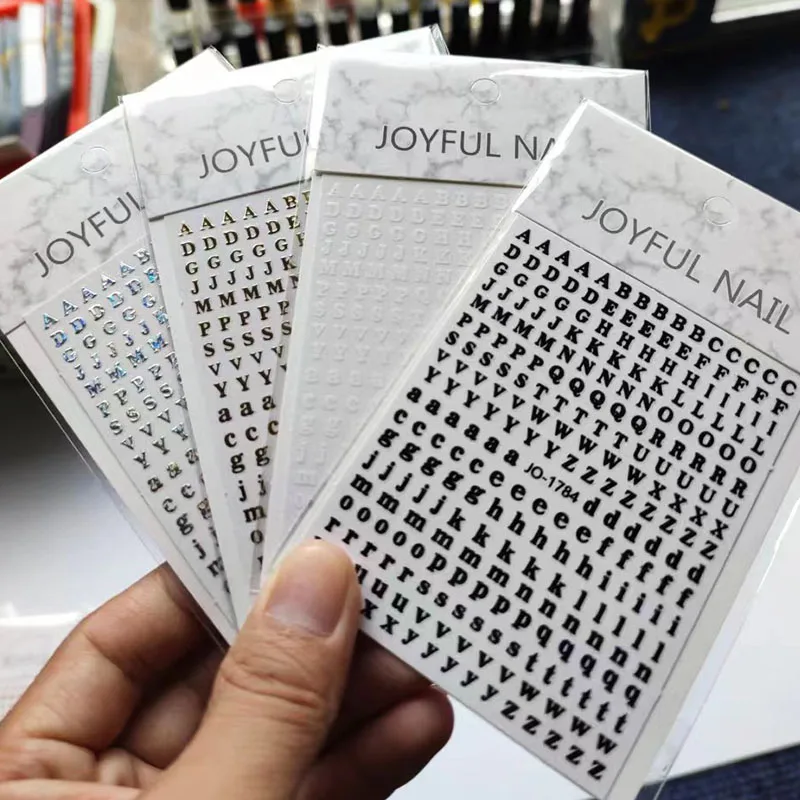 

1PCS Small 26 Alphabet Letter Number Sticker Roman Letter Nail Stickers Uppercase Lower Case Golden Silver Black Letter Stickers