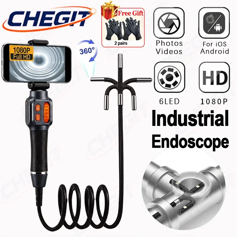 

360° Articulating Borescope Camera 1080P HD Articulated Inspection Borescope Camera Waterproof IP67 For Android/iOS Phone