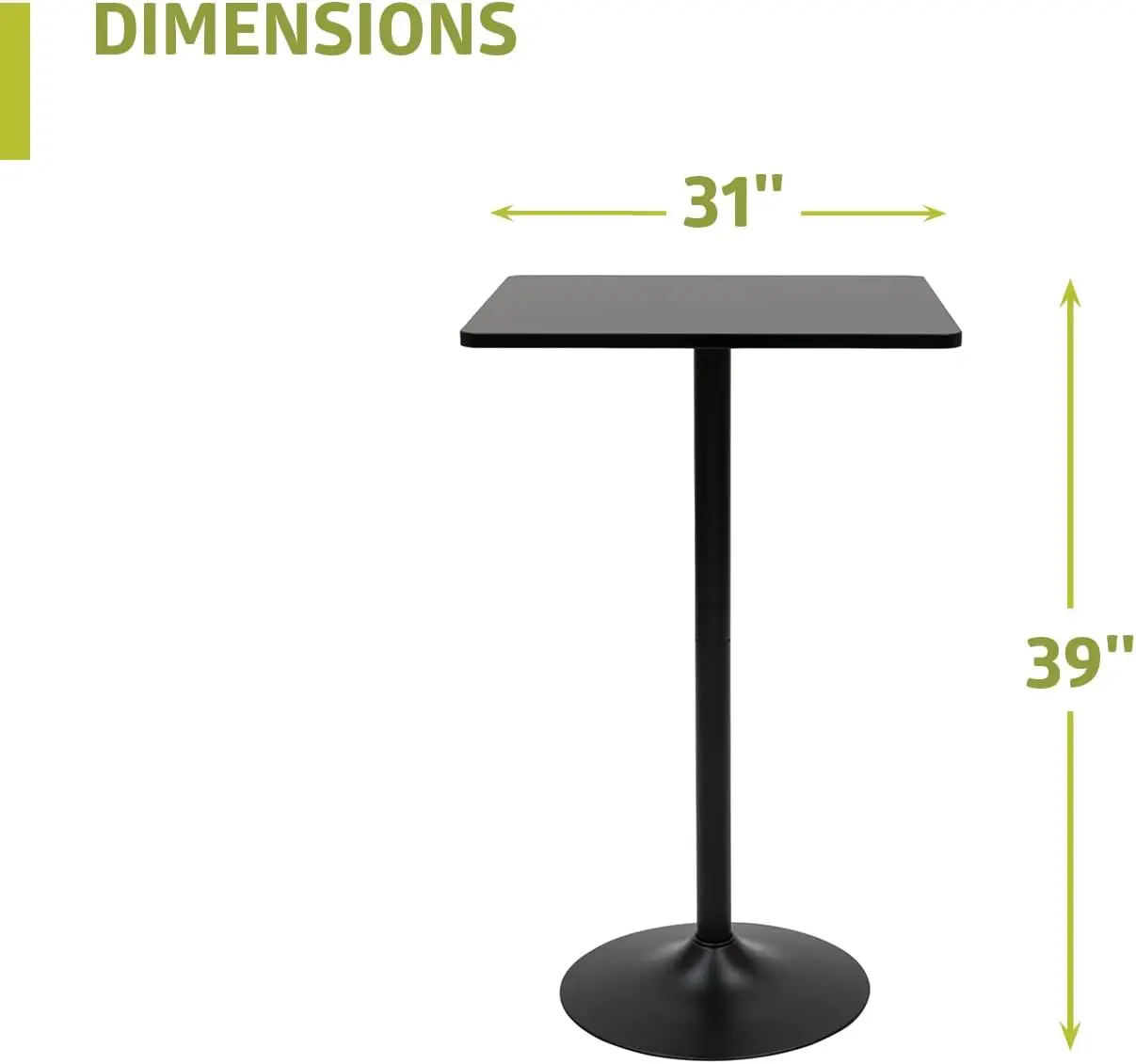 Meja Pub Pear-4Dsq, HITAM