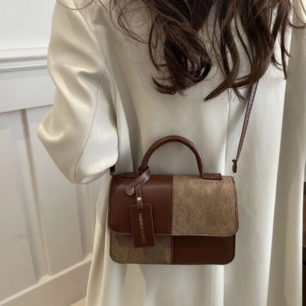 

Messenger Bag Color Blocking Women Shoulder Bag Portable PU Mini Travel Bag Large Capacity Korean Style Small Square Bag Outdoor