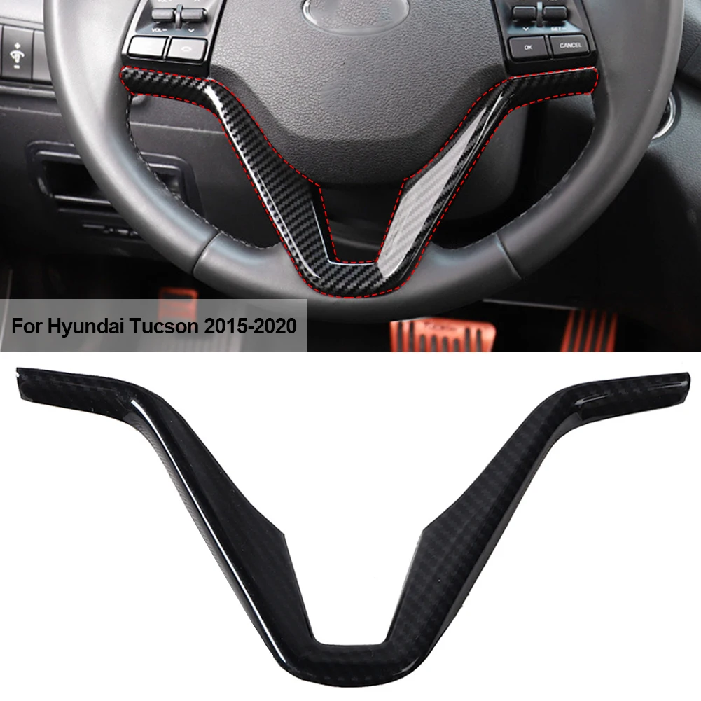 Carbon Fiber Style Steering Wheel Cover Trim Interior Mouldings Strip Decoration fit for Hyundai Tucson 2016 2017 2018 2019 2020