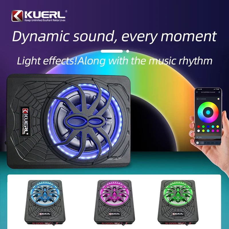 Spider Shape Subwoofer Under Seat Slim Woofer 10 Inch Subwoofer Car Audio SPL Active Power Car Subwoofer With App Light