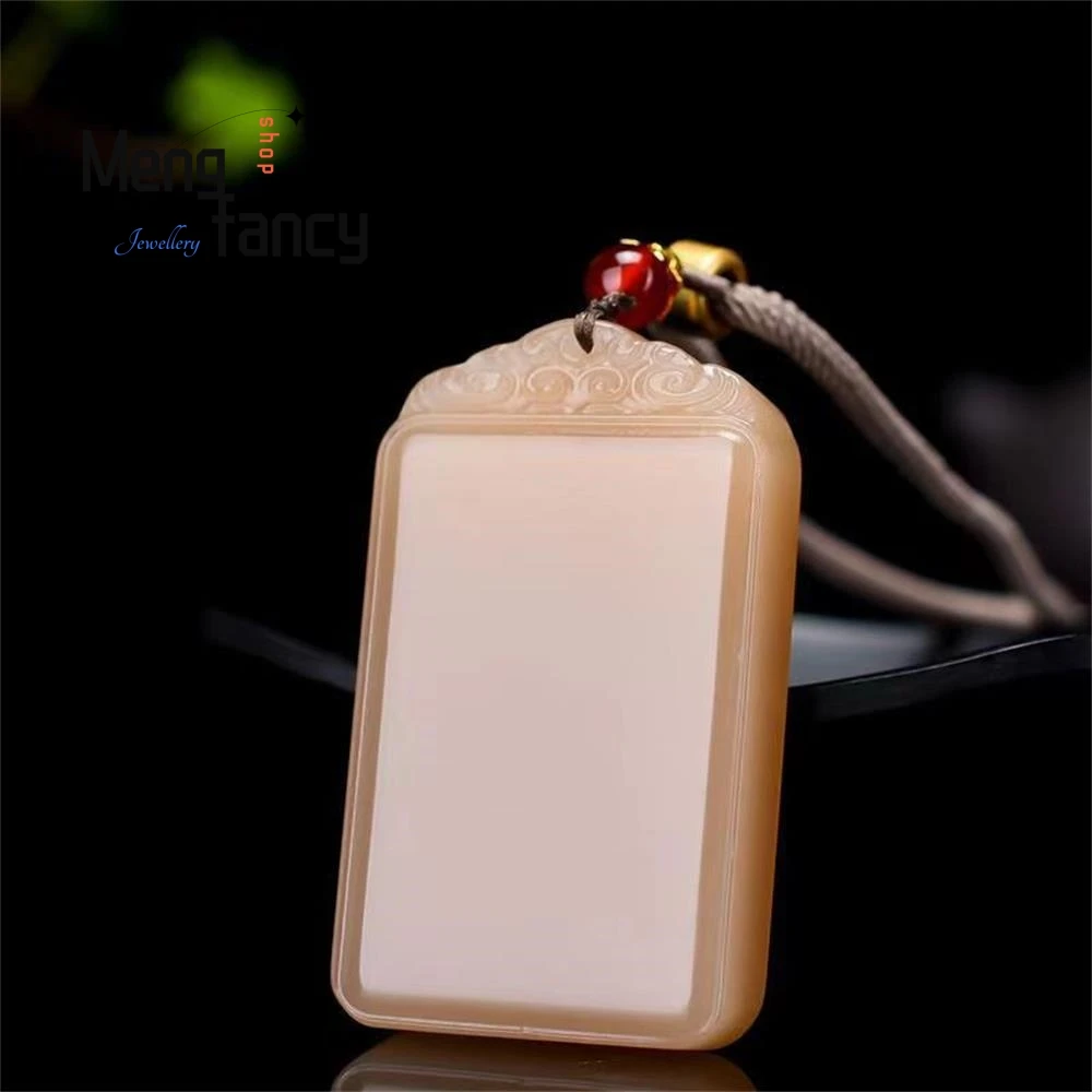 Naturalny Hetian Jade Lotus Root Pink Couple Peaceful Nothing Plaque Pendant Simple Luxury Exquisite High-grade Fashion Jewelry