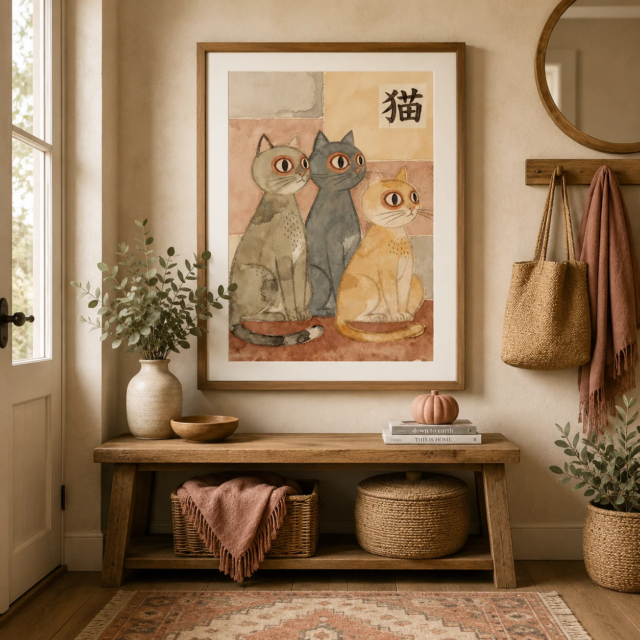 Japandi 고양이 포스터, 캔버스 벽 프린트, 현대 - Home Office Japandi 리뷰 및 가격