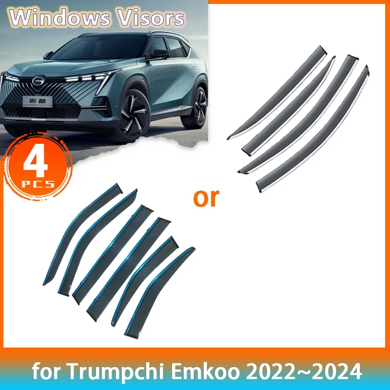 

for GAC Emkoo Trumpchi 2024 2023 2022 Accessories Deflectors Car Side Windows Visors Rain Eyebrow Sun Visor Awning Trim Sticker