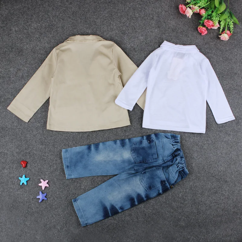 Children Suits Kids Fashion Gentleman Boys Clothes Shirt+Jeans+Jacket Baby Set Toddler Boy Clothing Spring Autumn Outfits BC1007