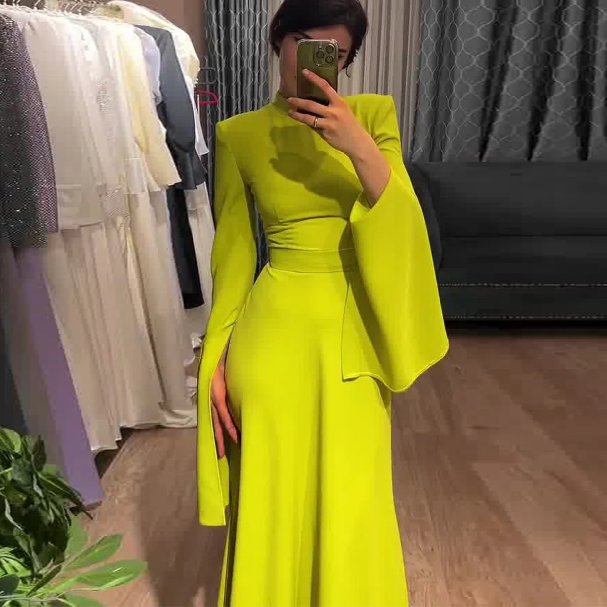 2025 Latest Style Fashion Solid Color Party Evening Dress Women Spring Summer Ruffle Sleeves Elegant A-Line Maxi Dresses