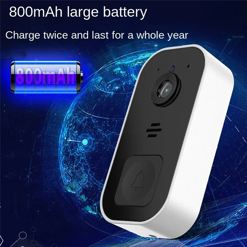 B27B Smart Visual Doorbell Wireless Remote Home High-Definition Night Vision Monitor Video Intercom Doorbell-Black Easy To Use