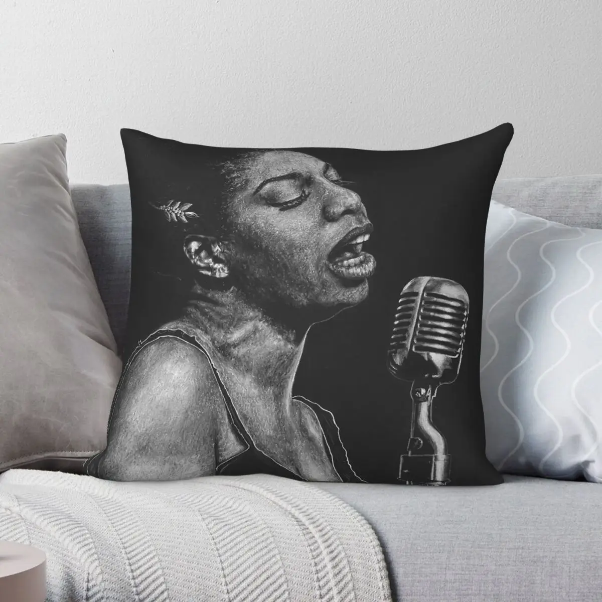 Legends Of Music Miss Simone Square Pillowcase Polyester Linen Velvet Creative Zip Decor Sofa Cushion Cover 45x45