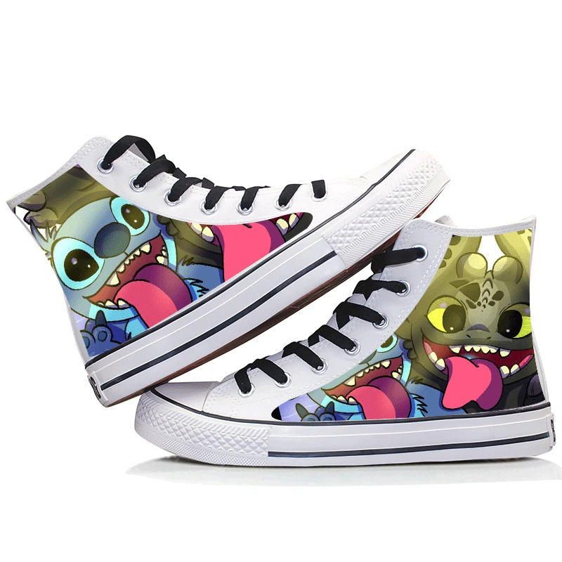 Lilo & Stitch Canvas Shoes Cute Cartoon Little Monster Pattern Shoes Fashion Casual Sports High Top Canvas Shoes