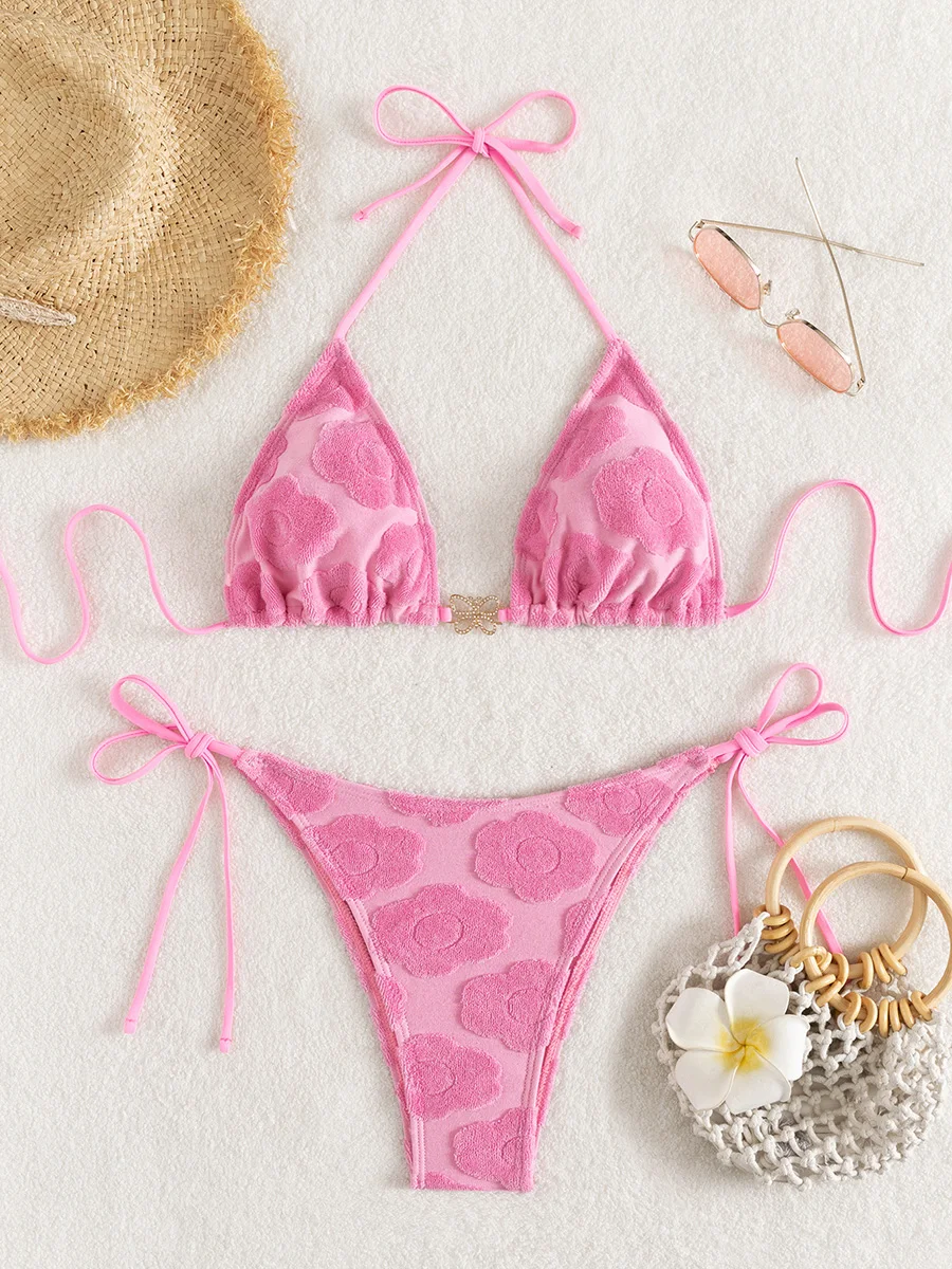 

Micro Bikinis Push Up Women Swimsuits 2025 Sexy Swimwear Brazilian Bikini Set Pink Biquini Print Swimsuit Bandeau Beachwear