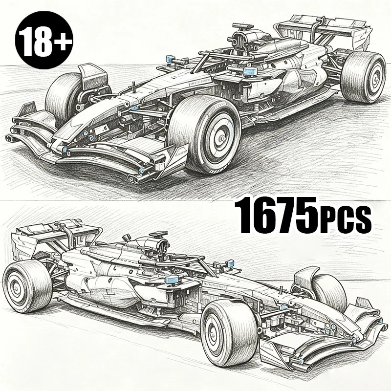 New 1:8 Scale Orange High‑Performance Race Car, 1675 PCS Highly Detailed Building Blocks Sports Car Model, Gift for Boys