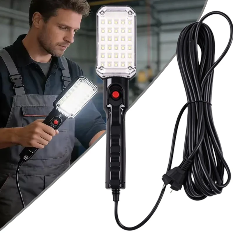 LED Work Light 30-Bead Wired Magnetic Handheld Plug-in Inspection Emergency Torch For Car Repair Garage Mechanic Workshop Tools