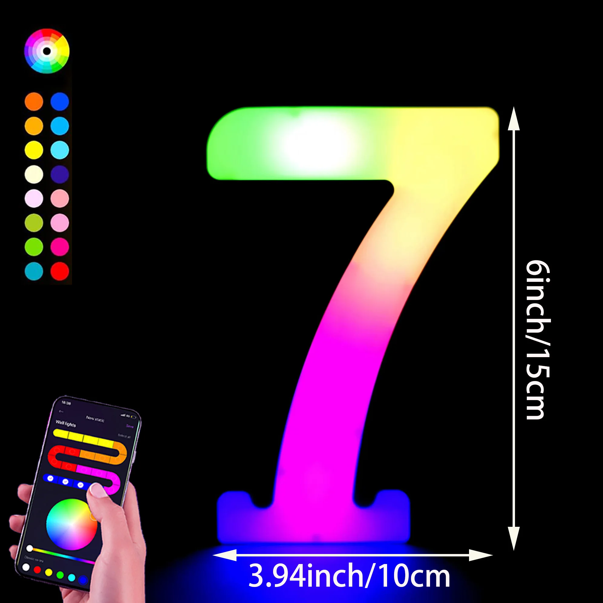 1PC Smart LED Letter Light - DIY RGB Marquee App Controle Muziek Sync Indoor Sign Game Holiday Party Bruiloft Afstuderen Seizoen A-Z
