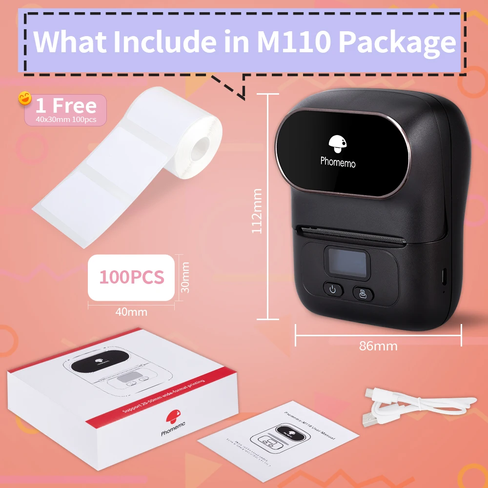 Phomemo M110 Portable Label Printer Mini Thermal Self-Adhesive Sticker Printer Mobile Pocket Tag Price UV Label Sticker Printer - Image 6