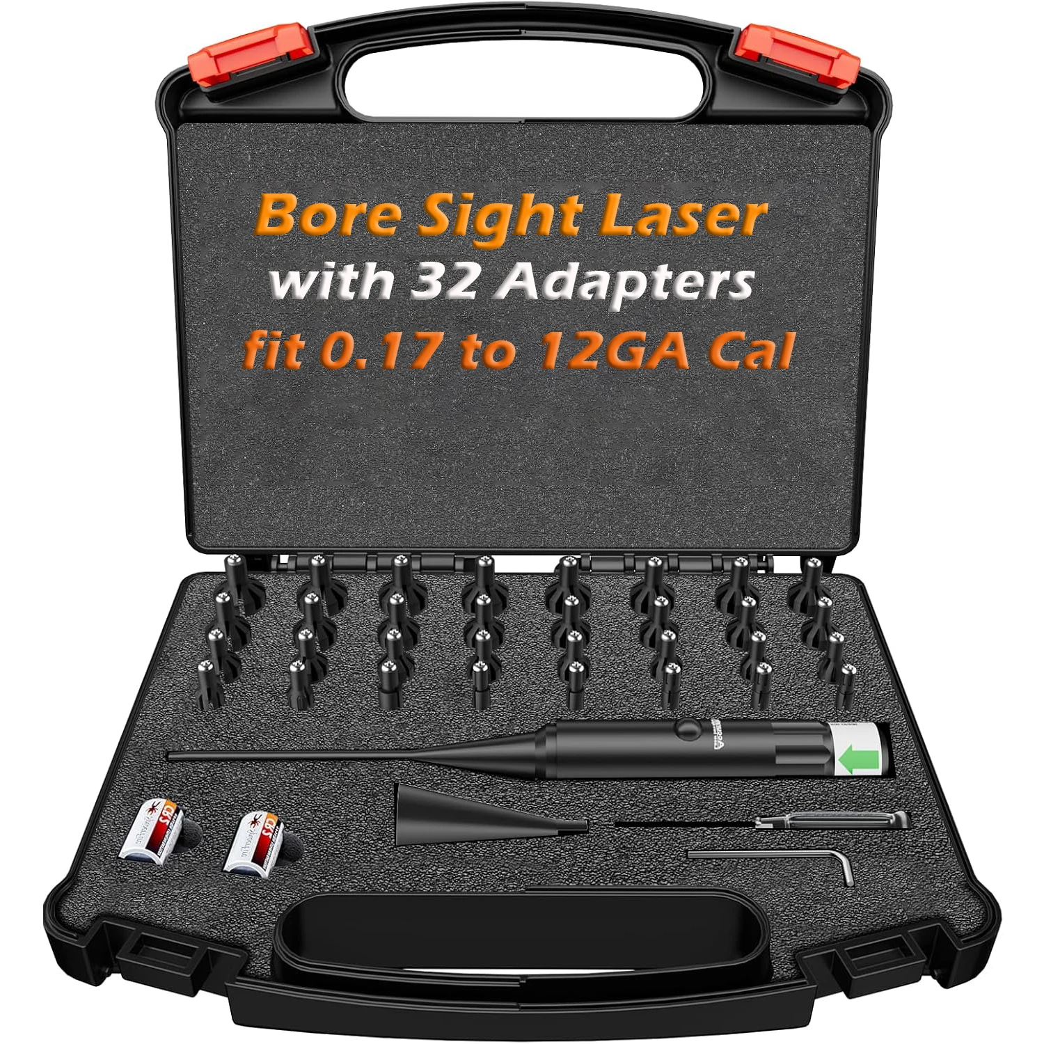 Мощный зеленый прицел, лазерный прицел с 32 адаптерами, подходящий для 0,17–12GA Cal, множественный калибр для всех пистолетов, винтовки, пистолета Мощный зеленый прицел, лазерный прицел с 32 адаптерами, подходящий для 0,17–12GA Cal, множественный калибр для всех пистолетов, винтовки, пистолета