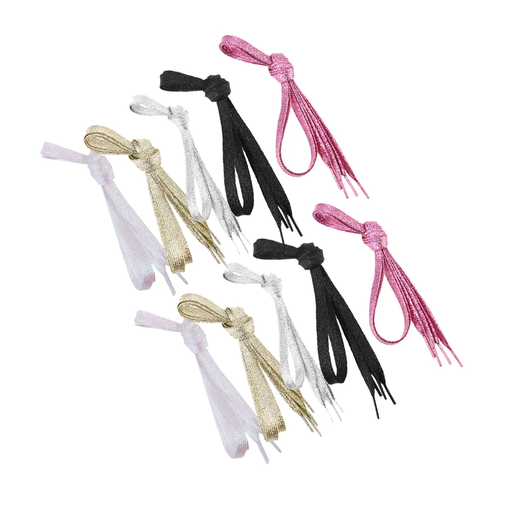 

Colored Shoelaces 16 Pairs Glittery Flat Sparkling Elastic 110cm Woven Metallic Shoe Lace for Sneakers Trainers