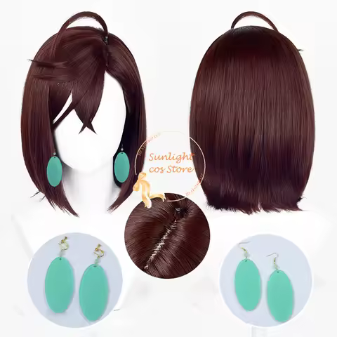 Anime Momo Ayase Wig Cosplay 37cm Dark Brown Cosplay Anime Wig Heat Resistant Hair Halloween Party Wigs + Wig Cap