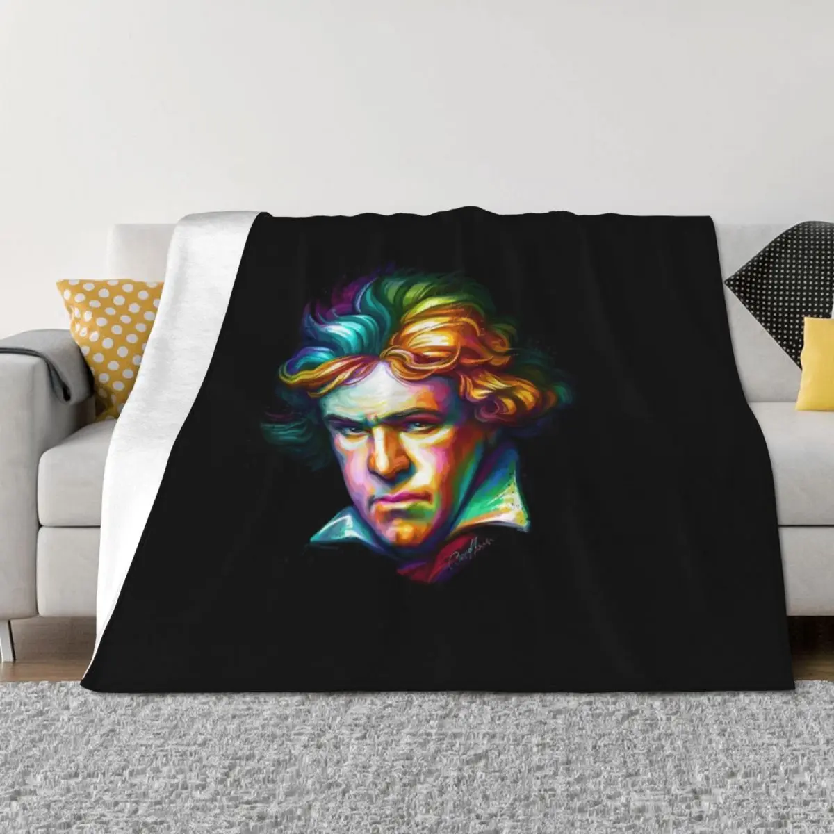 

Ludwig van Beethoven Colorful Portrait Throw Blanket halloween Plaid on the sofa Warm Blankets