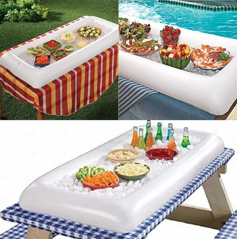 New Swimming Pool Beer Table Drinking Cooler Table Pool Inflatable Ice Bucket Outdoor Swimming Pool Drink Float Holder Salad Bar