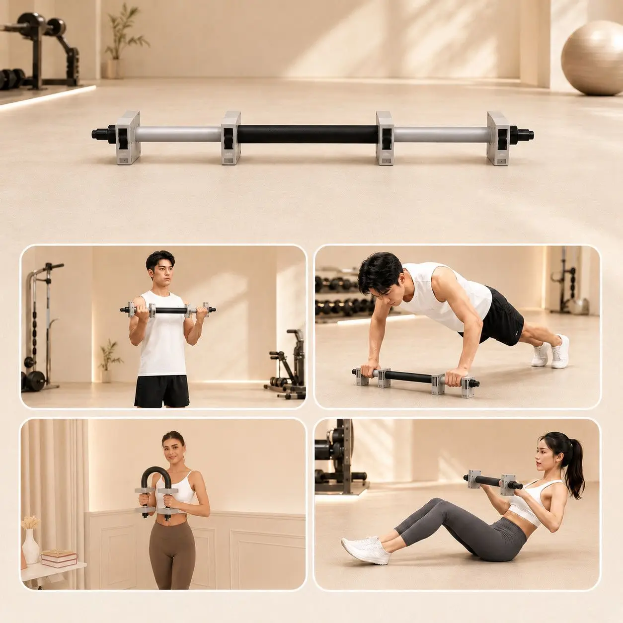 Multi Functional Fitness Equipment, Multi-purpose Horizontal Bar Hand Gripper Strengths Device, Abdominal Wheel Push Up Stand