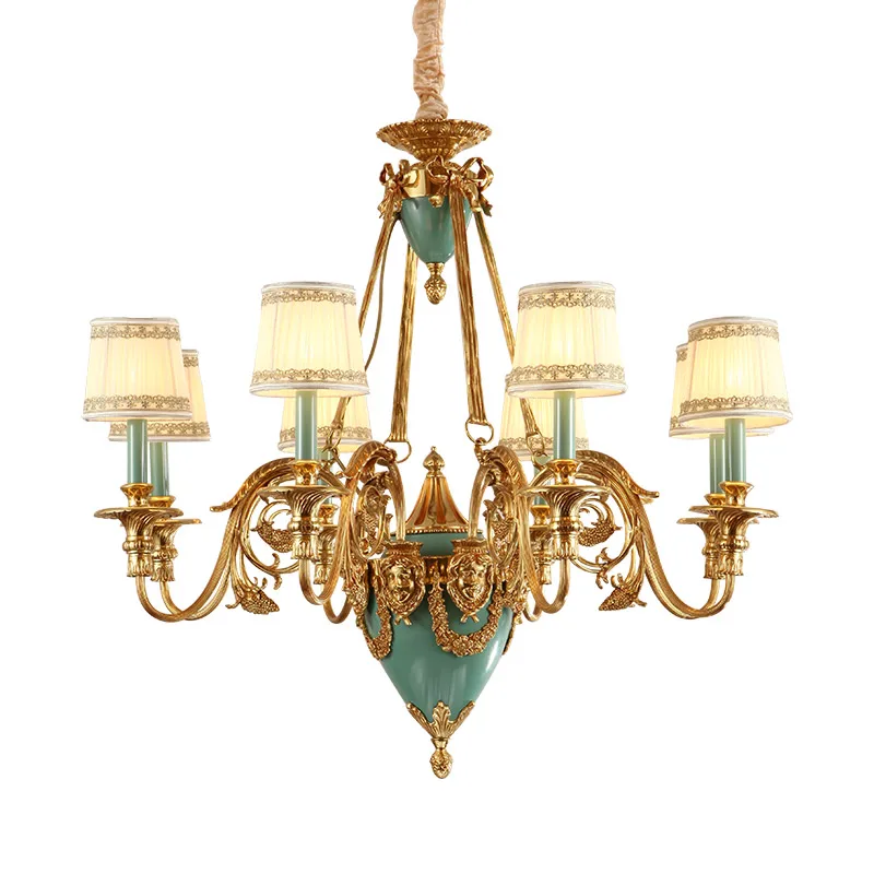 DINGFAN French All-Brass Carved Chandelier Hotel Creative Chandelier Villa Hall Luxury Art Chandelier