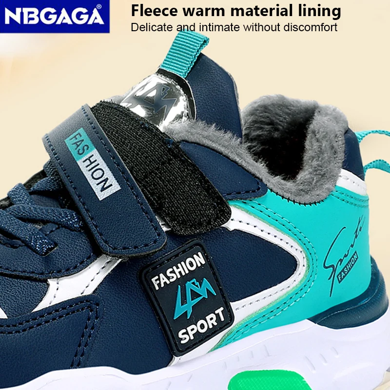 Outdoor Kid Running Shoes Sport Children\'s Boy Winter Plus Warm Sneakers Waterproof Leather Girl Casual Trekking Shoes