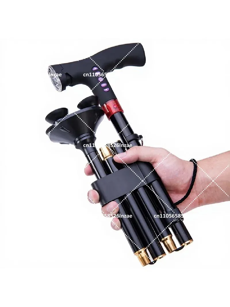 Adjustable Walking Cane with FM Radio, MP3, Safety Fall Alarm, Smart Walking Stick for Elderly