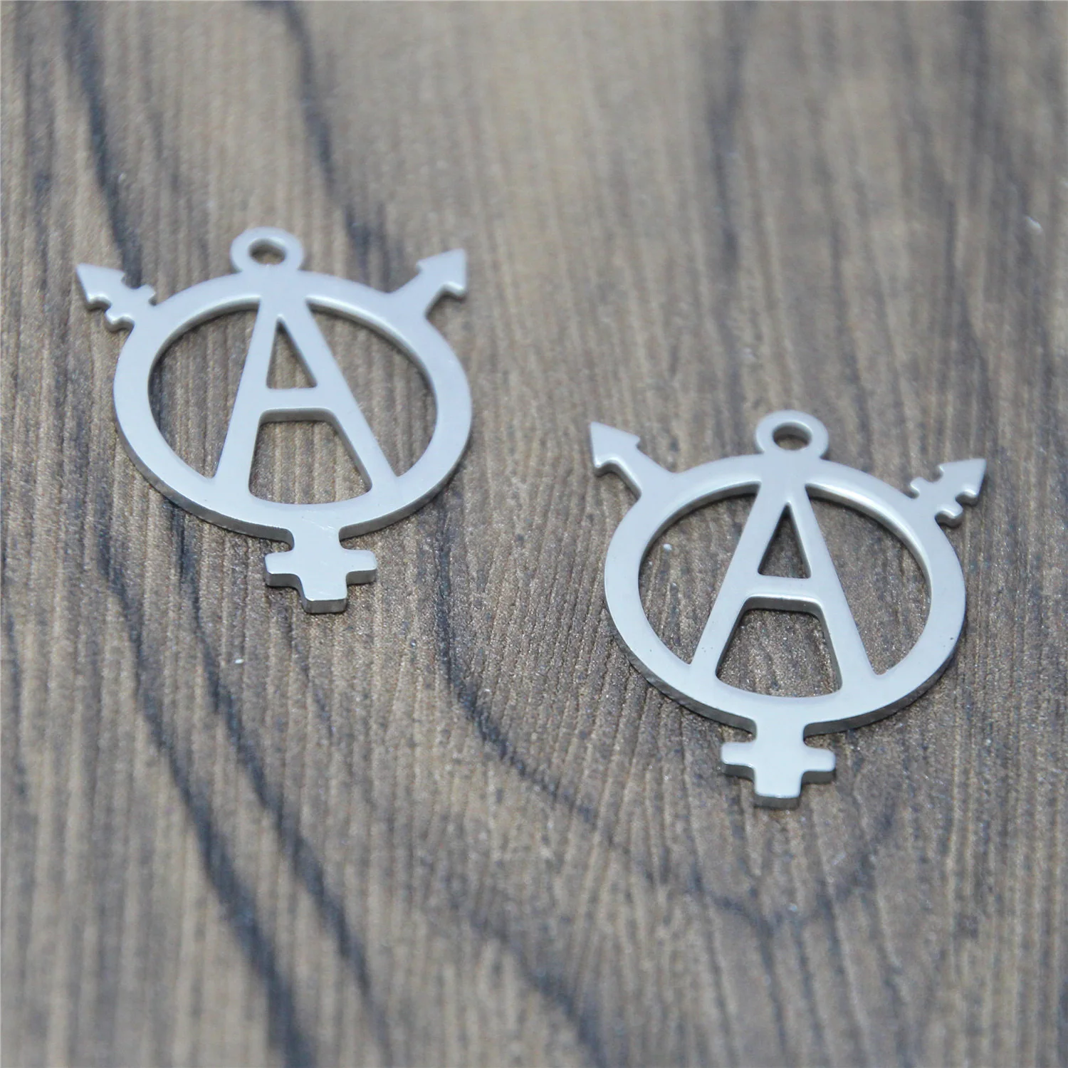 5pcs/lot Anarcho LGBT anarchism charm cross symbol ftm mtf Trans Pride Stainless steel Charm pendant 27x21mm