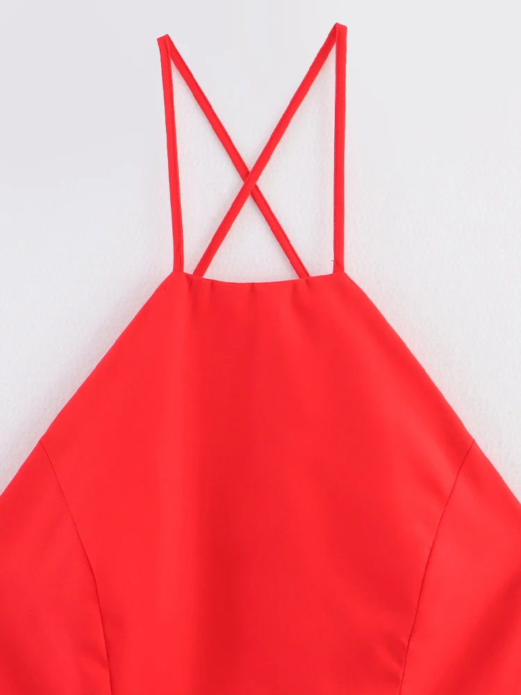 European and American style summer new women's clothing simple fashion sleeveless cross sexy backless halter dress