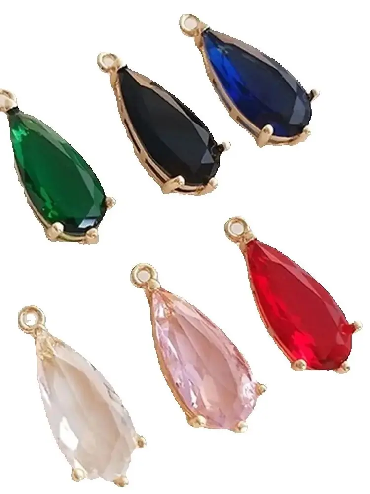 

14K Gold-coated Zircon Long Drop Pendant Handmade DIY Necklace Bracelet Pendant Earrings Accessories K189