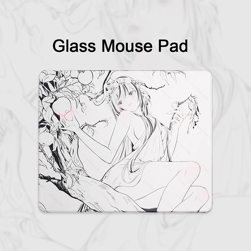 

Art Creative Cartoon Line Girl Photovoltaic Glass Mouse Pad Smooth Surface for Professional FPS eSports & Waterproof Office Use