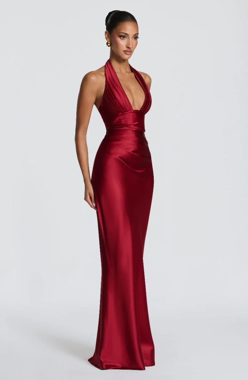 Elegant Halter Backless Mermaid Evening Gown Ruched Cutout Bodycon Prom Dress Women Formal Party Cocktail Wedding Maxi Dresses - Image 4