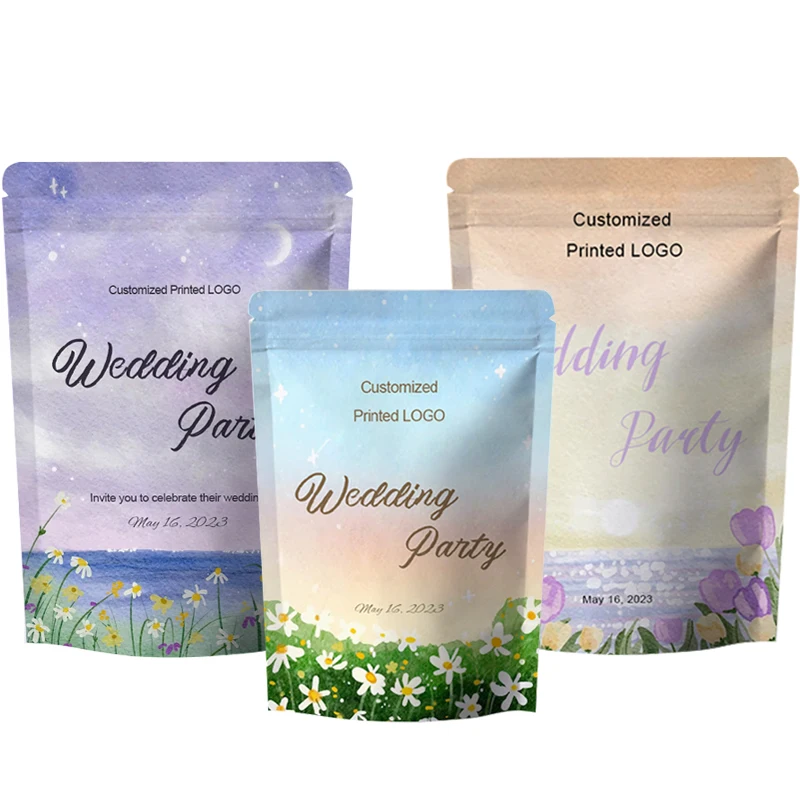 Customized Printed Kraft Paper Bags For Nuts, Tea, Sugar, Cookies, Gifts, Christmas Blind Boxes, Seasoning Packaging Pouch