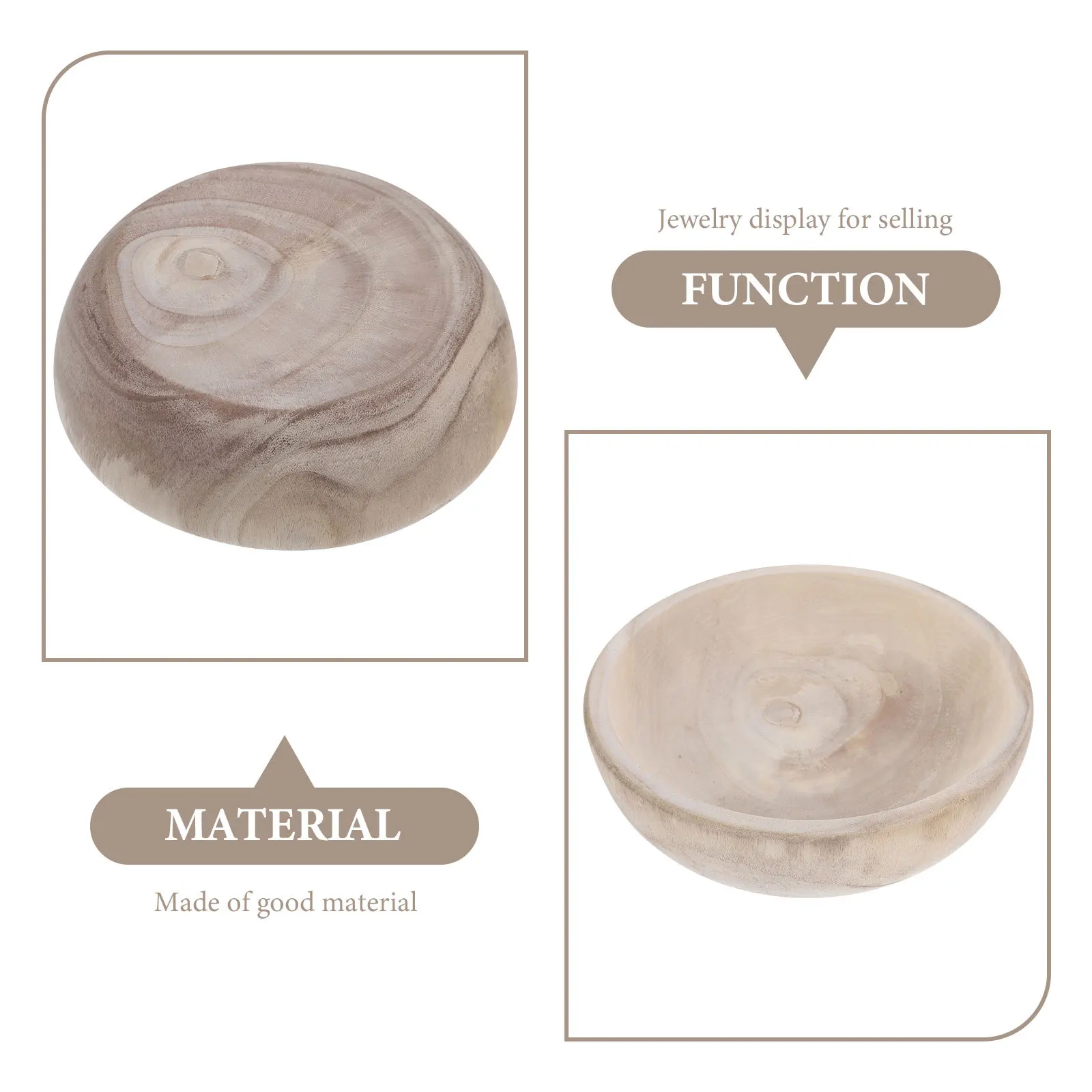 

Round Wooden Jewelry Tray Deep Wood Storage Plate Compact Jewelry Organizer Holder for Earrings Necklaces Bracelets Rings