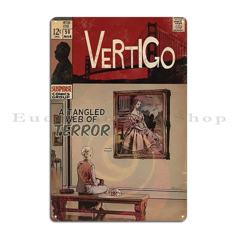 Vertigo Alfred Hitchcock Comic-Fan-Kunst Fineartofmk Metallschilder Eisen Kino-Dekoration Wand Benutzerdefiniertes Blechschild Poster