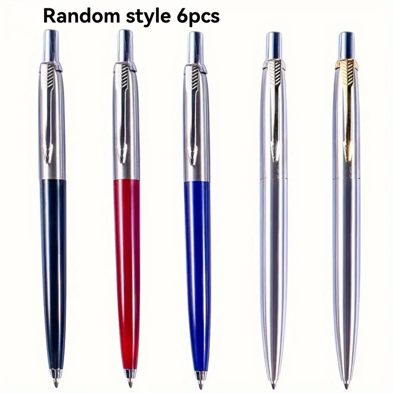 6Pcs/Set Metal Ballpoint Pen Promotional Pens G2 Refill Blue Ink Automatic Ballpoint Pens Set For School stationery office Pen