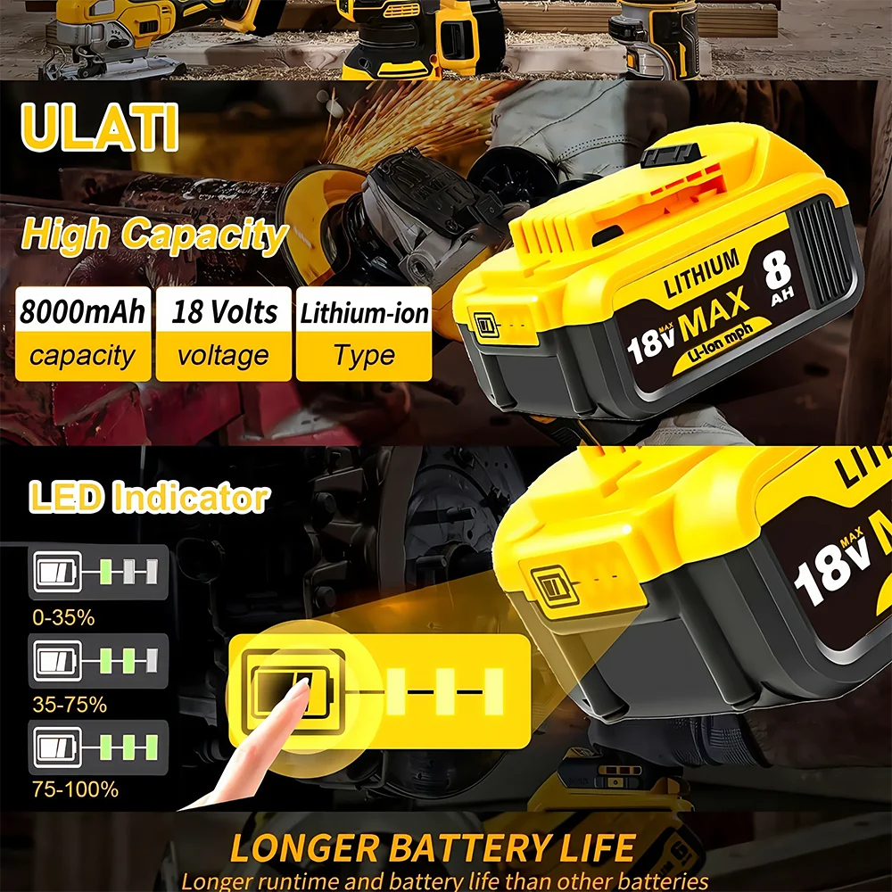 

18V For DEWALT Originbattery, 9AH, rechargeable lithium ion battery, DEWALT, DCB115, DCB118, fast charging, DEWALT tool battery