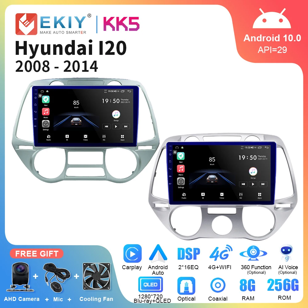 

EKIY KK5 QLED Автомагнитола для Hyundai I20 2008-2014 AI Voice мультимедийный видеоплеер автонавигация Стерео GPS 2din DVD головное устройство