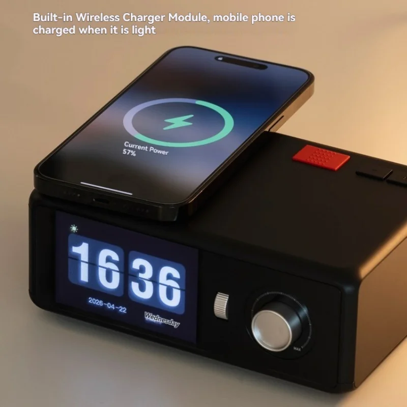 

Three in one desktop floating lyrics Bluetooth speaker with clock display and wireless charging for ultra long battery life