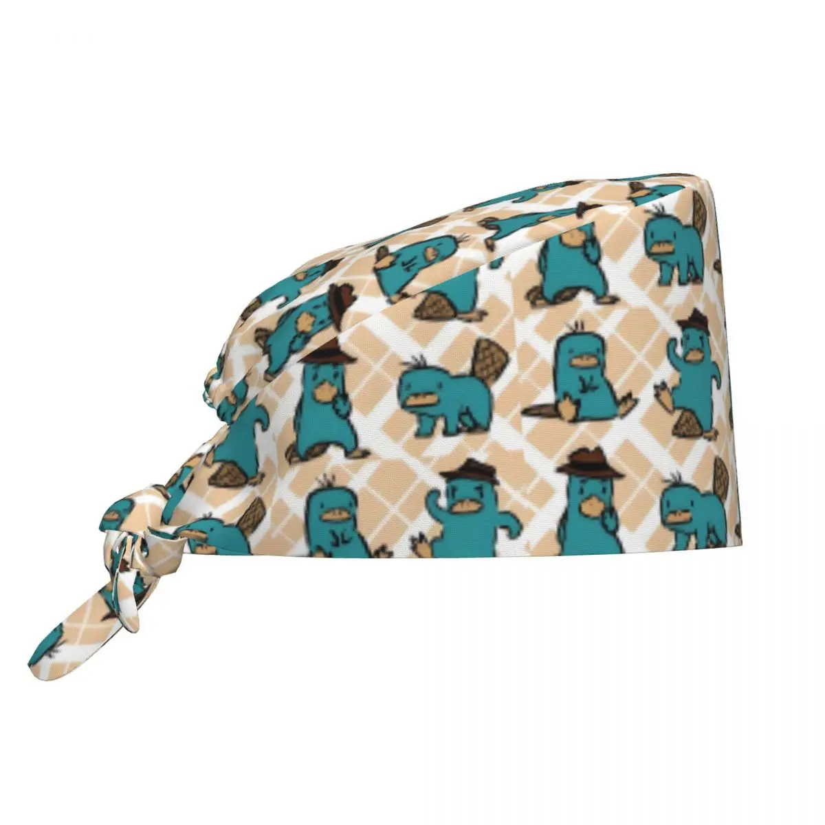 Custom Kawaii Perry The Platypus Working Cap Surgical Hats Women Men Operating Room Cap Operator Hats Lab Works Hat