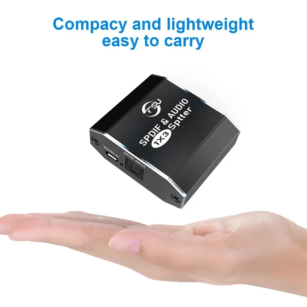 FSU SPDIF Audio Splitter 1x3 Optical Splitter SPDIF Toslink Optical Digital Audio Splitter 1 In 3 Out Support 5.1CH LPCM 2.0 DTS