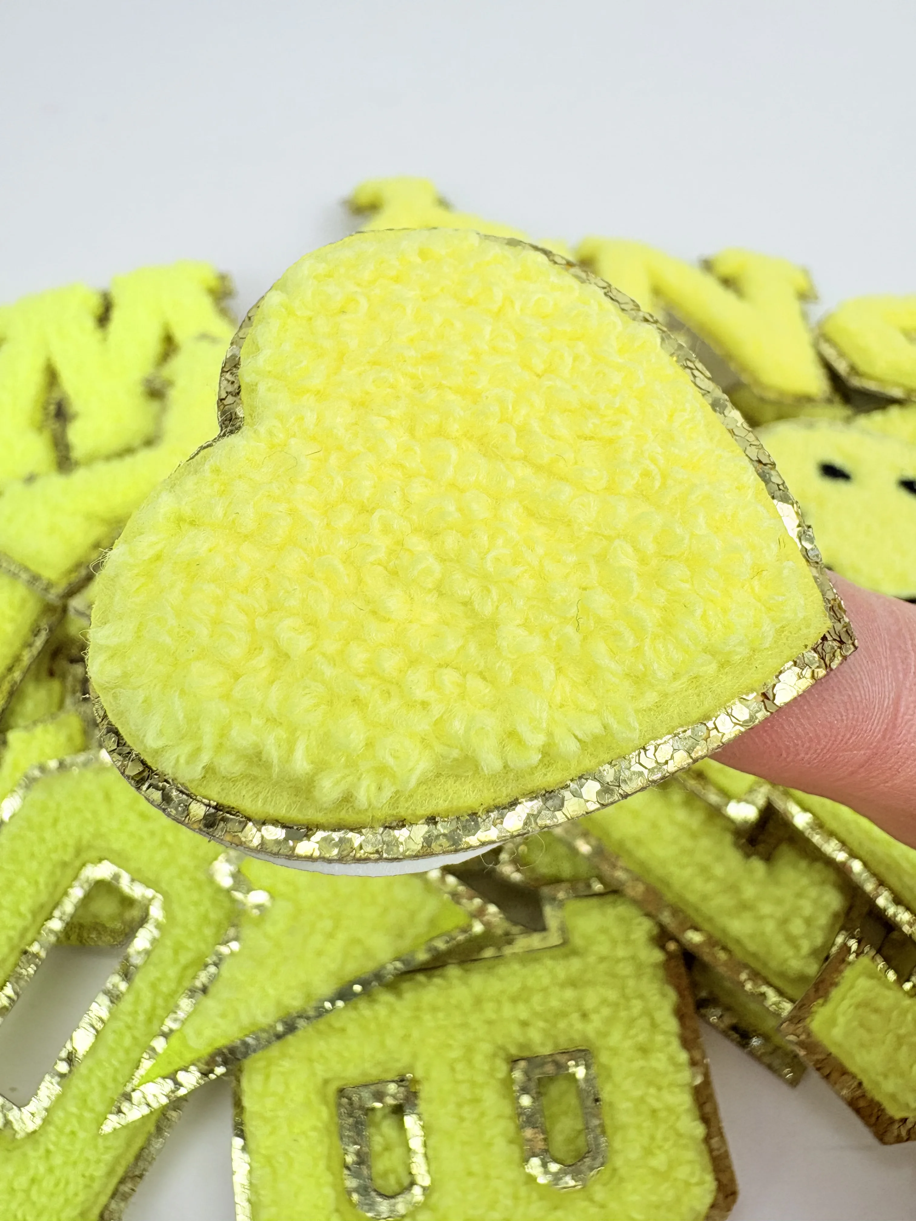 Picture 3: Yellow Letters Sticker Patch Alphabet Towel Embroidered Chenille Patches for Clothing Bags Jacket Stick on Accessories Applique