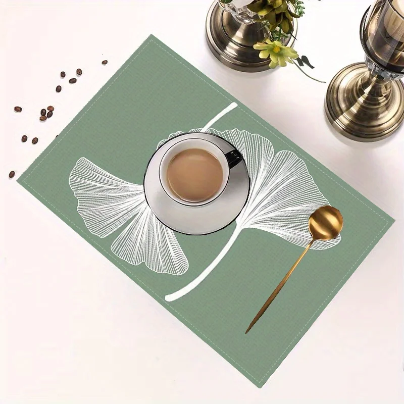 

VIKAMA 4/6pcs natural fresh wind ginkgo leaf placemat easy to clean kitchen dining table decoration home decoration