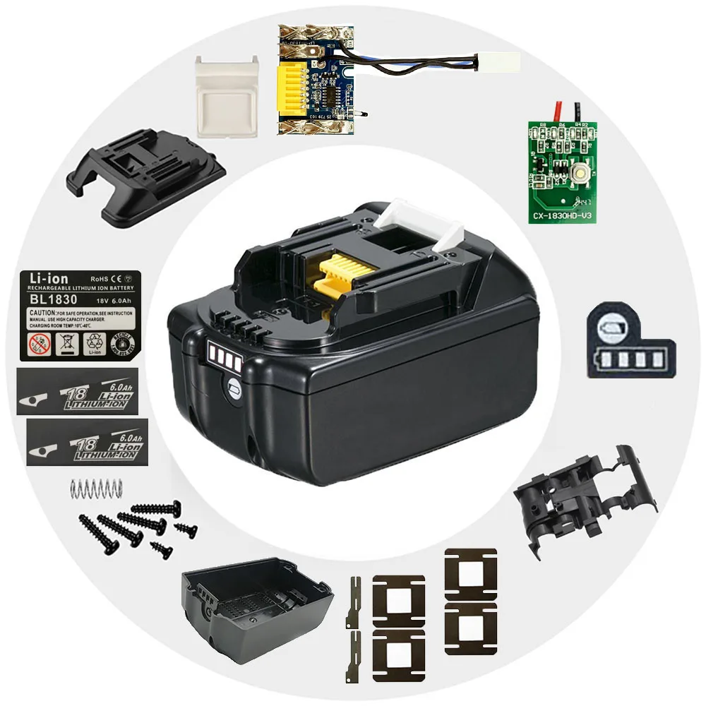 Obudowa akumulatora litowo-jonowego Płytka drukowana zabezpieczająca przed ładowaniem PCB do MAKITA 18V BL1830 3Ah 4Ah 5Ah 6Ah Etykieta Wskaźnik LED akumulatora